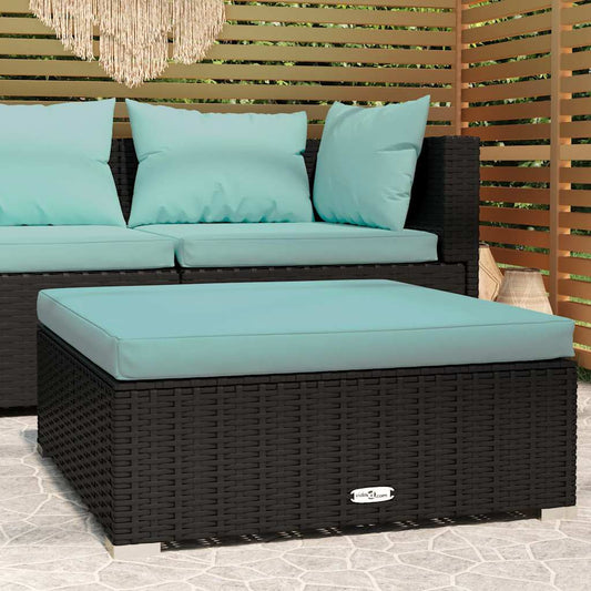 Garden Footrest Black PE rattan Medium Modular Garden Footrest