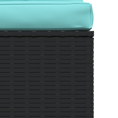 3-seater Sofa Black PE Rattan, Powder-Coated Steel, Plastic