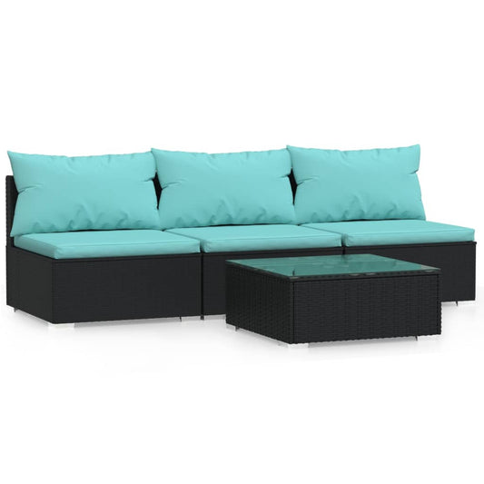 Garden Lounge Set Black PE rattan Large Modular
