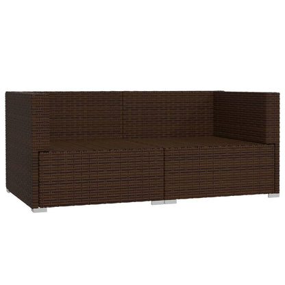 2-seater Sofa Brown Poly Rattan with Cinnamon Red Cushions