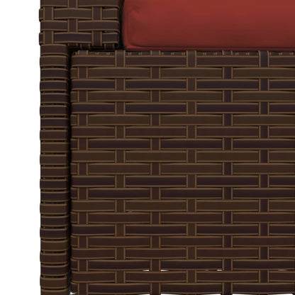 2-seater Sofa Brown Poly Rattan with Cinnamon Red Cushions