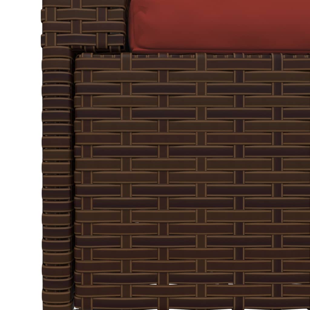 2-seater Sofa Brown Poly Rattan with Cinnamon Red Cushions