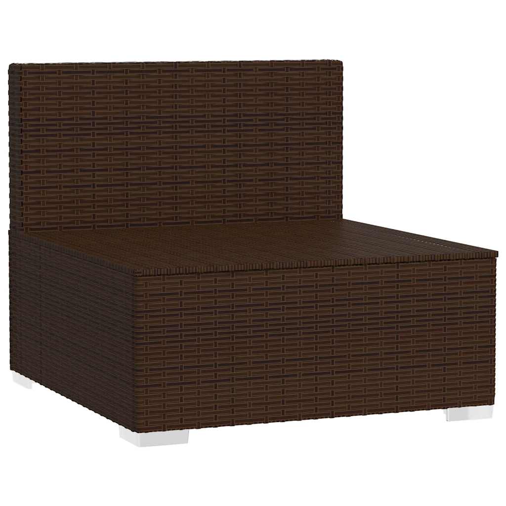 Garden Middle Sofa Brown PE rattan, powder-coated steel, plastic