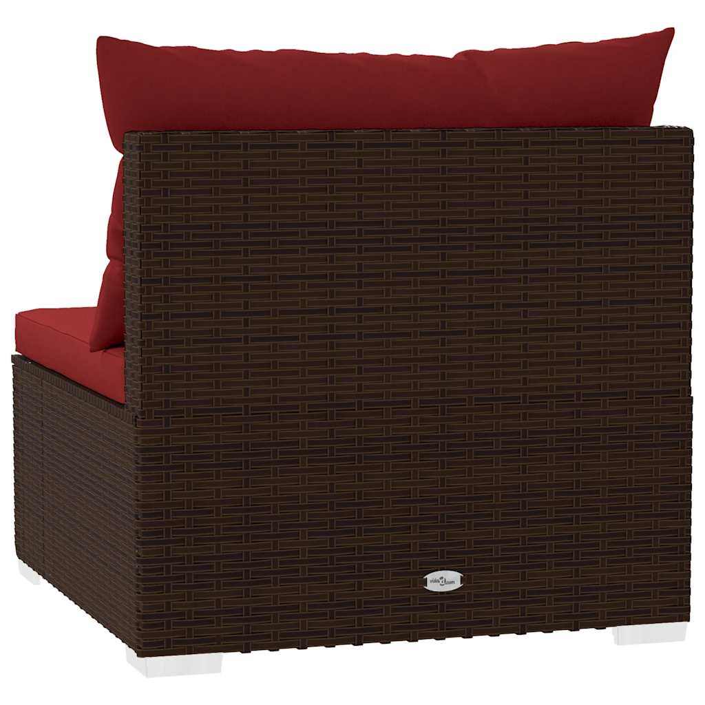 Garden Middle Sofa Brown PE rattan, powder-coated steel, plastic