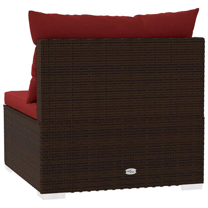 Garden Middle Sofa Brown PE rattan, powder-coated steel, plastic