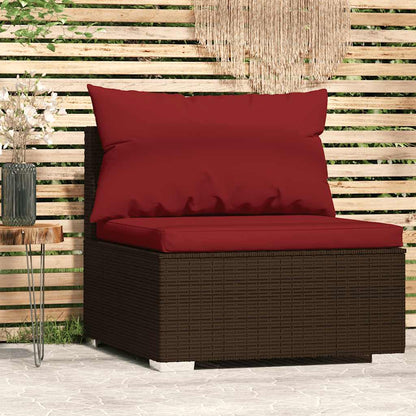 Garden Middle Sofa Brown PE rattan, powder-coated steel, plastic