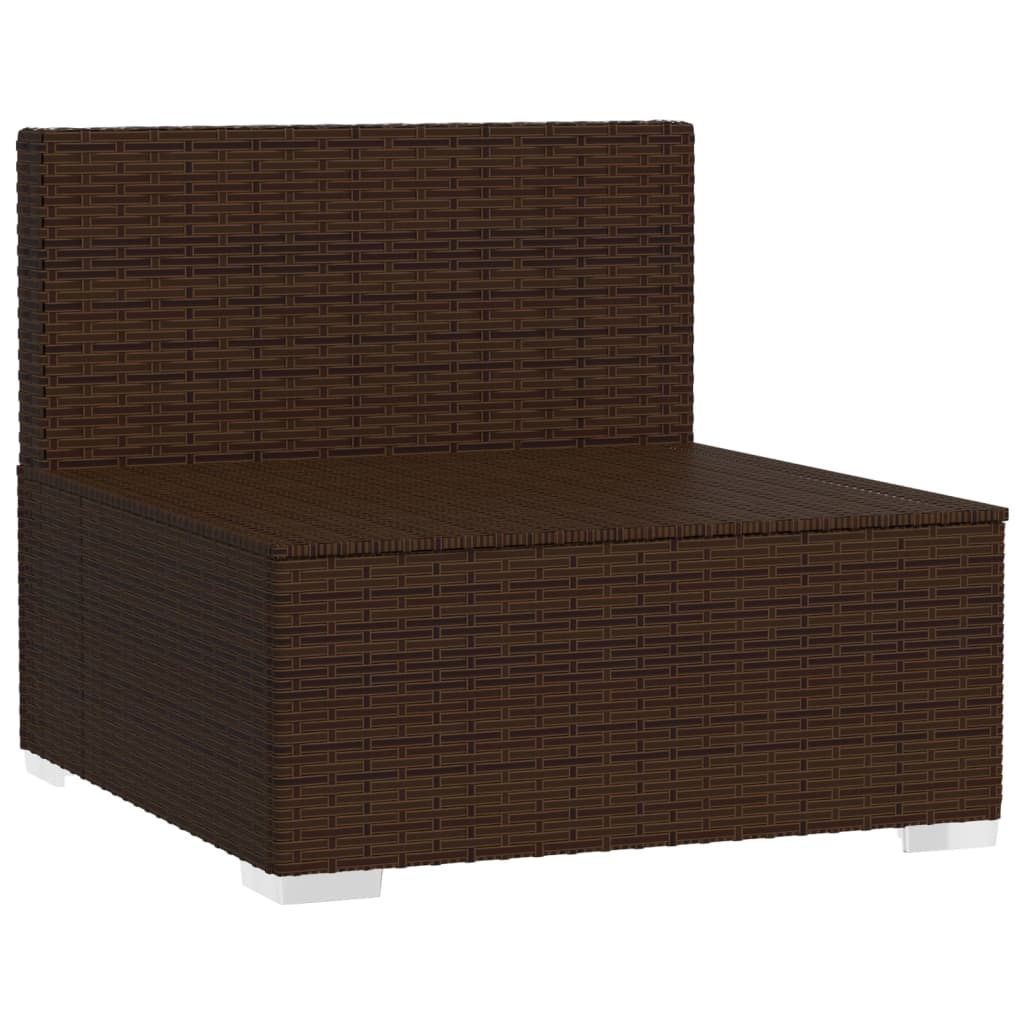 4-seater Sofa Brown PE rattan Large Modular 4-Seater Sofa