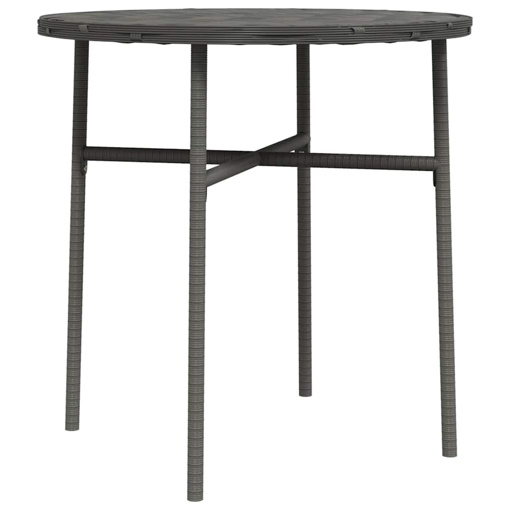 Tea Table Grey PE Rattan, Powder-Coated Steel, PP Board