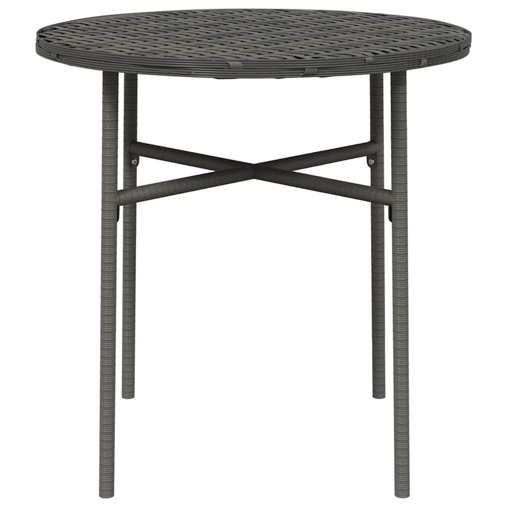 Tea Table Grey PE Rattan, Powder-Coated Steel, PP Board