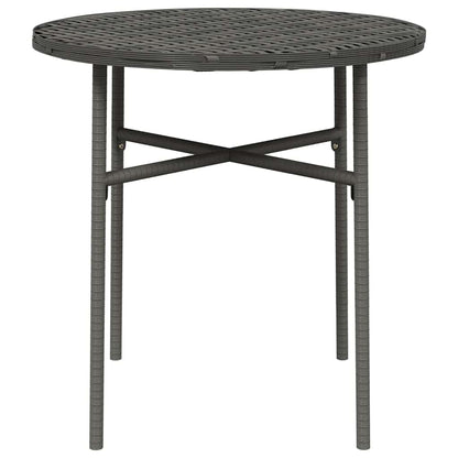 Tea Table Grey PE Rattan, Powder-Coated Steel, PP Board
