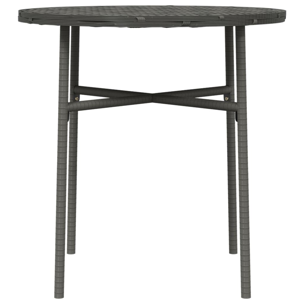 Tea Table Grey PE Rattan, Powder-Coated Steel, PP Board