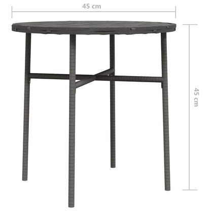 Tea Table Grey PE Rattan, Powder-Coated Steel, PP Board
