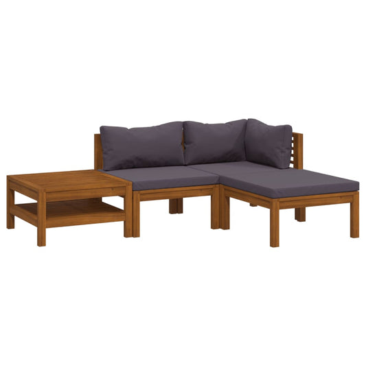 Wooden Lounge Set Dark grey, Natural wood