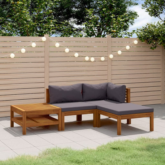 Wooden Lounge Set Dark grey, Natural wood