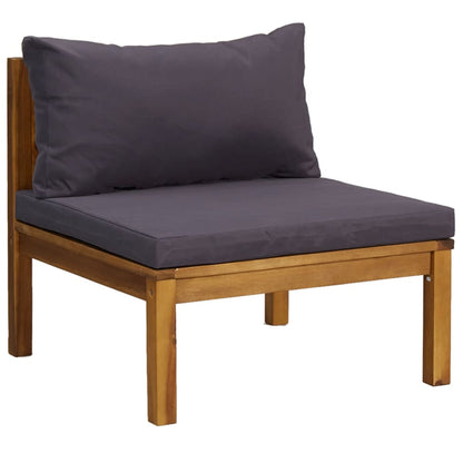 Wooden Lounge Set Dark Grey Solid Acacia wood, 100% Polyester