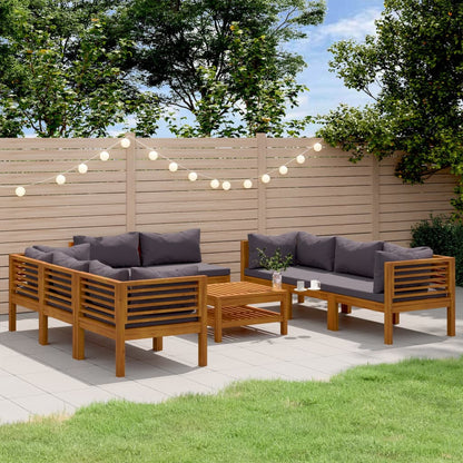 Wooden Lounge Set Dark grey, Natural wood
