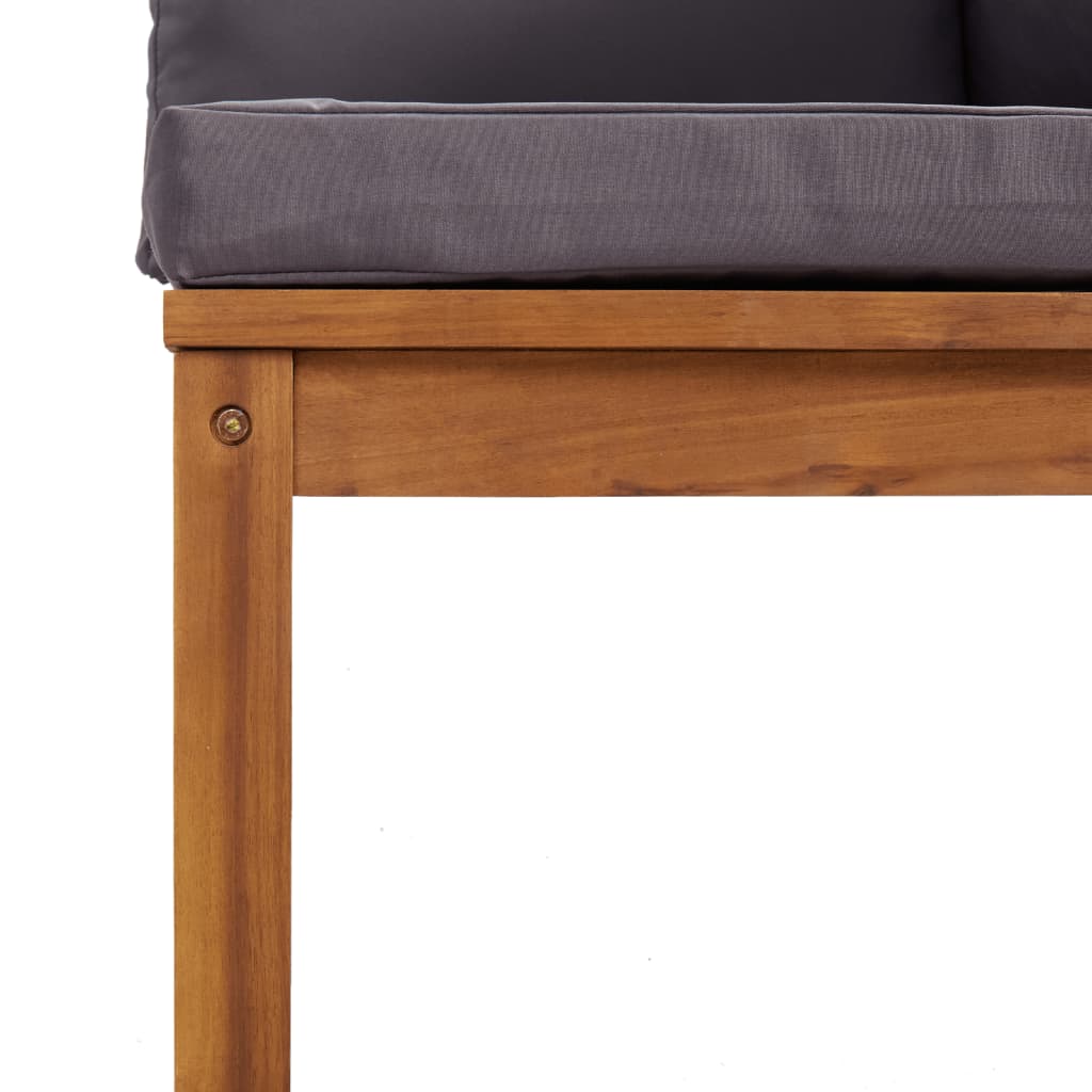 Wooden Lounge Set Dark Grey Solid Acacia Wood, 100% Polyester Fabric
