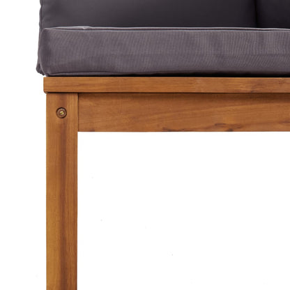 Wooden Lounge Set Dark Grey Solid Acacia Wood, 100% Polyester Fabric