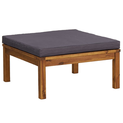 Wooden Lounge Set Dark Grey Solid Acacia Wood, 100% Polyester Fabric