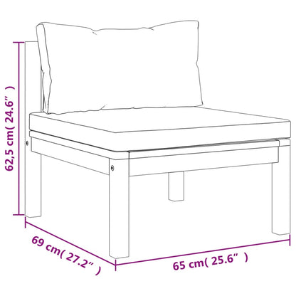 Wooden Lounge Set Dark Grey Solid Acacia Wood, 100% Polyester Fabric