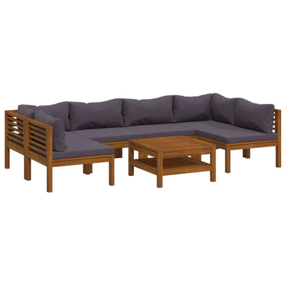 Wooden Lounge Set Dark Grey Solid Acacia wood Compact Modular
