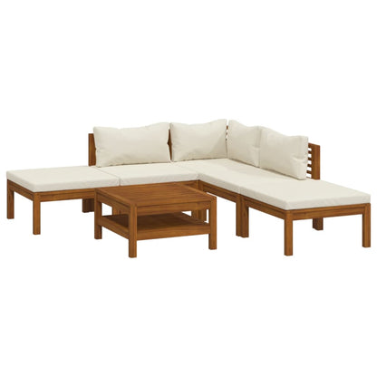Garden Lounge Set Cream, Natural Wood
