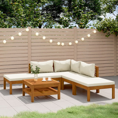 Garden Lounge Set Cream, Natural Wood