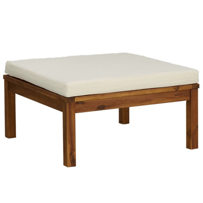 Garden Lounge Set Cream Solid Acacia wood, 100% polyester Medium