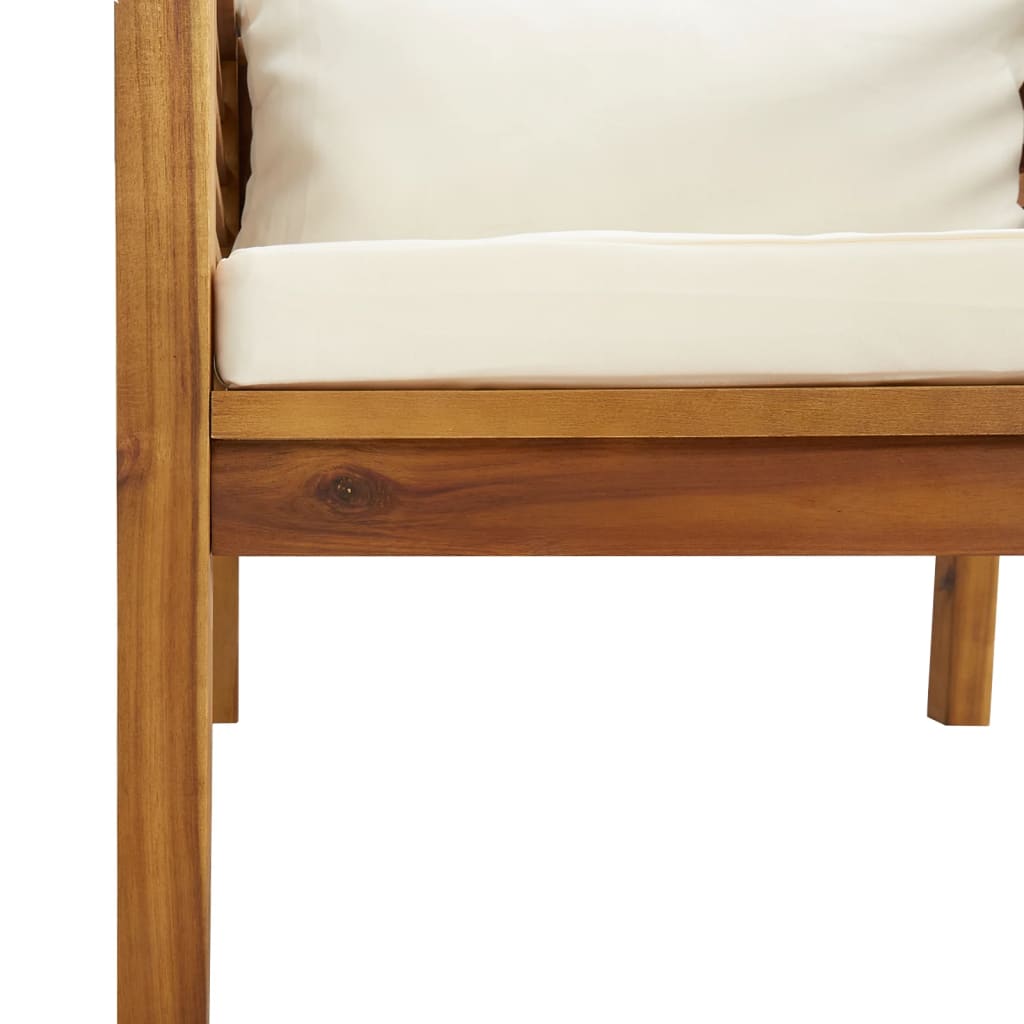 Garden Lounge Set Cream Solid Acacia Wood Medium Modular