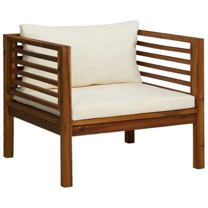 Garden Lounge Set Cream Solid acacia wood, 100% polyester
