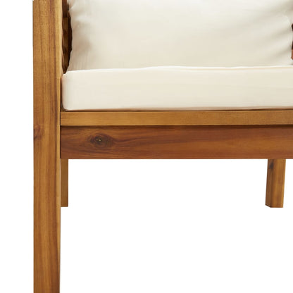 Garden Lounge Set Cream Solid acacia wood, 100% polyester