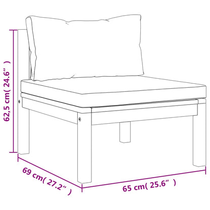 Garden Lounge Set Cream Solid acacia wood, 100% polyester