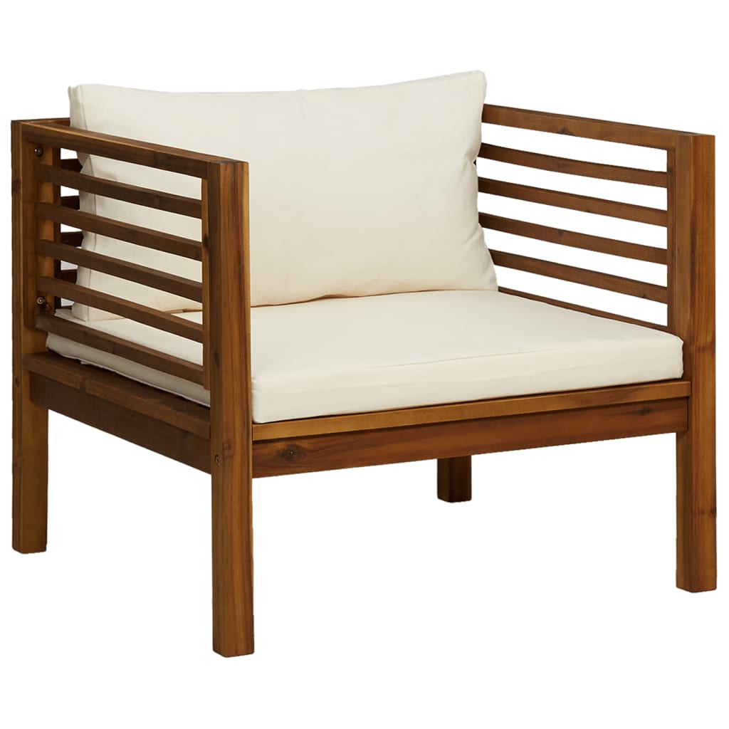 Garden Lounge Set Cream and Acacia wood