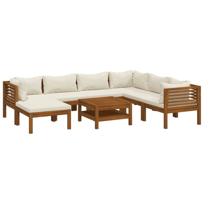 Garden Lounge Set Cream, Natural Wood
