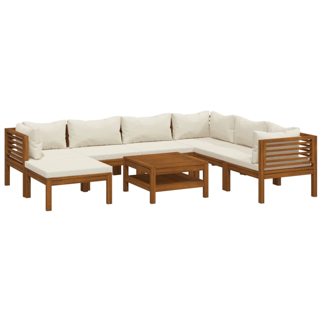 Garden Lounge Set Cream, Natural Wood