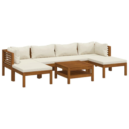Garden Lounge Set Cream Solid Acacia wood Modular