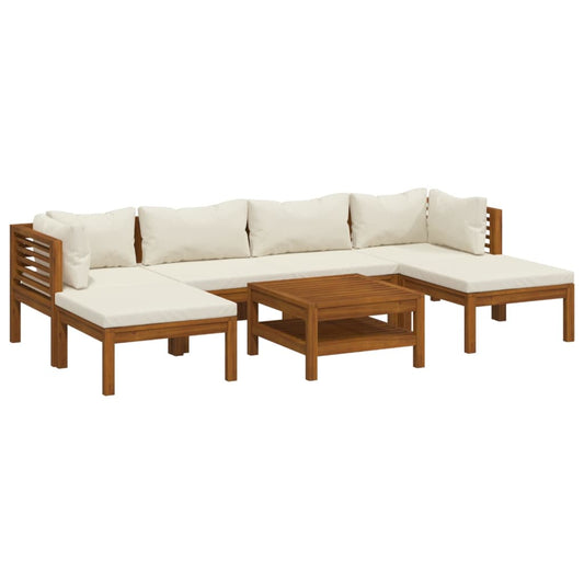 Garden Lounge Set Cream Solid Acacia wood Modular