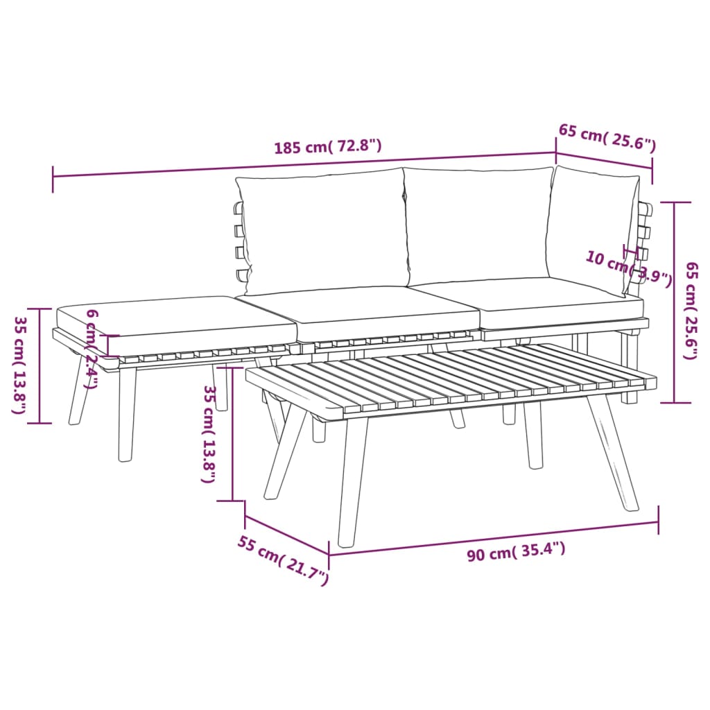 Garden Lounge Set Dark grey, white