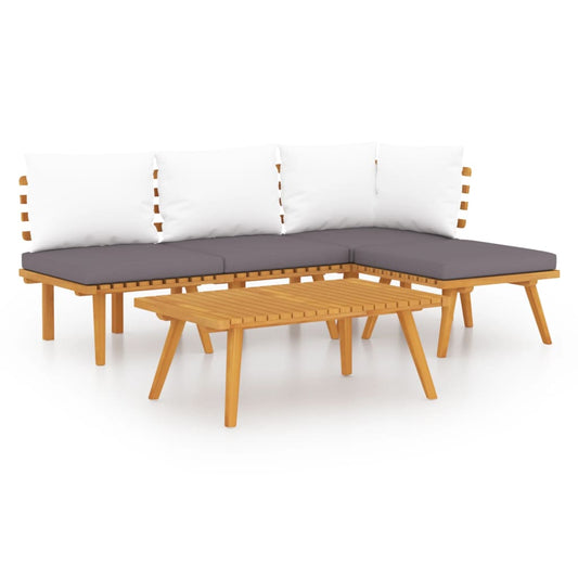 Garden Lounge Set Dark Grey Solid Acacia wood 5-piece set Modular