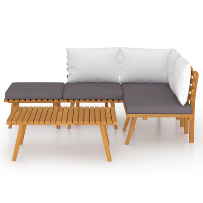 Garden Lounge Set Dark Grey Solid Acacia wood 5-piece set Modular