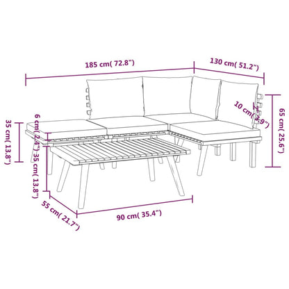 Garden Lounge Set Dark Grey Solid Acacia wood 5-piece set Modular