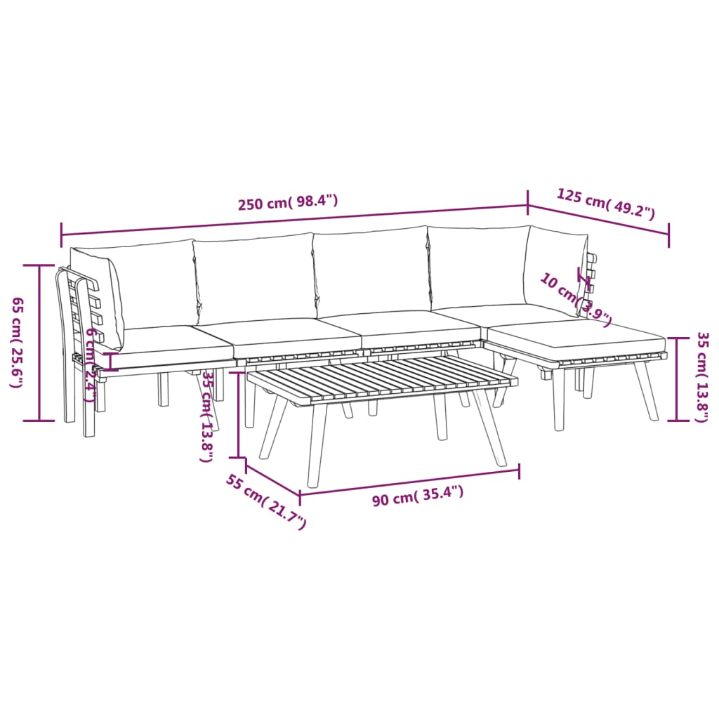 Garden Lounge Set Dark grey, white