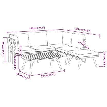 Garden Lounge Set Dark grey and white