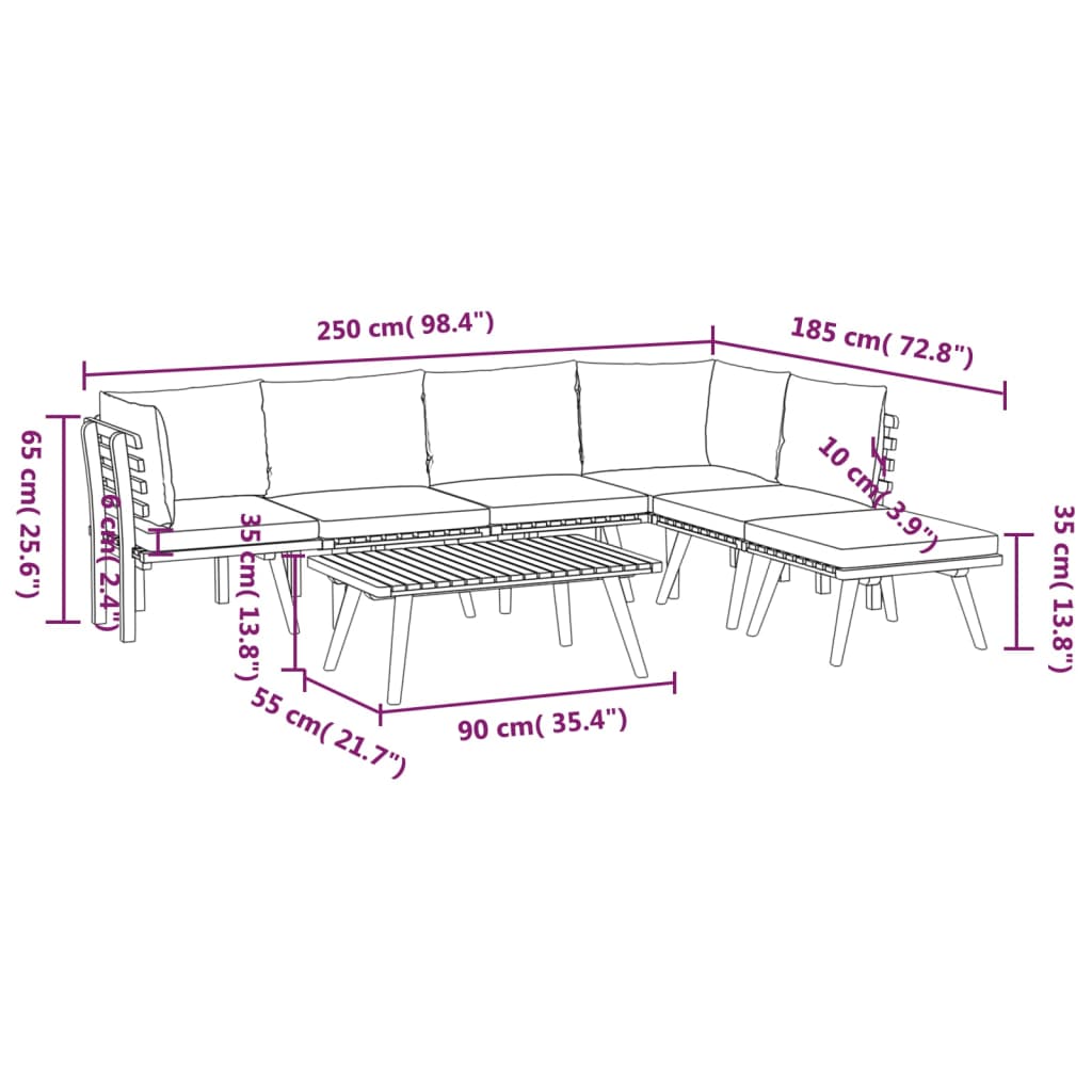 Garden Lounge Set Dark grey Solid acacia wood