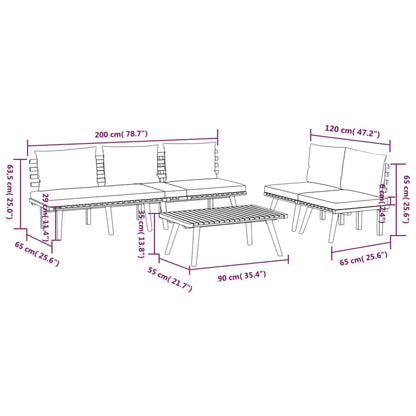 Garden Lounge Set Dark grey Solid acacia wood Medium Modular