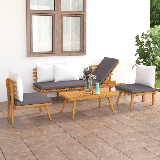 Garden Lounge Set Dark grey Solid acacia wood Medium Modular