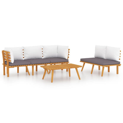 Garden Lounge Set Dark Grey Solid Acacia Wood Modular