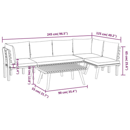 Garden Lounge Set Dark Grey Solid Acacia Wood Modular