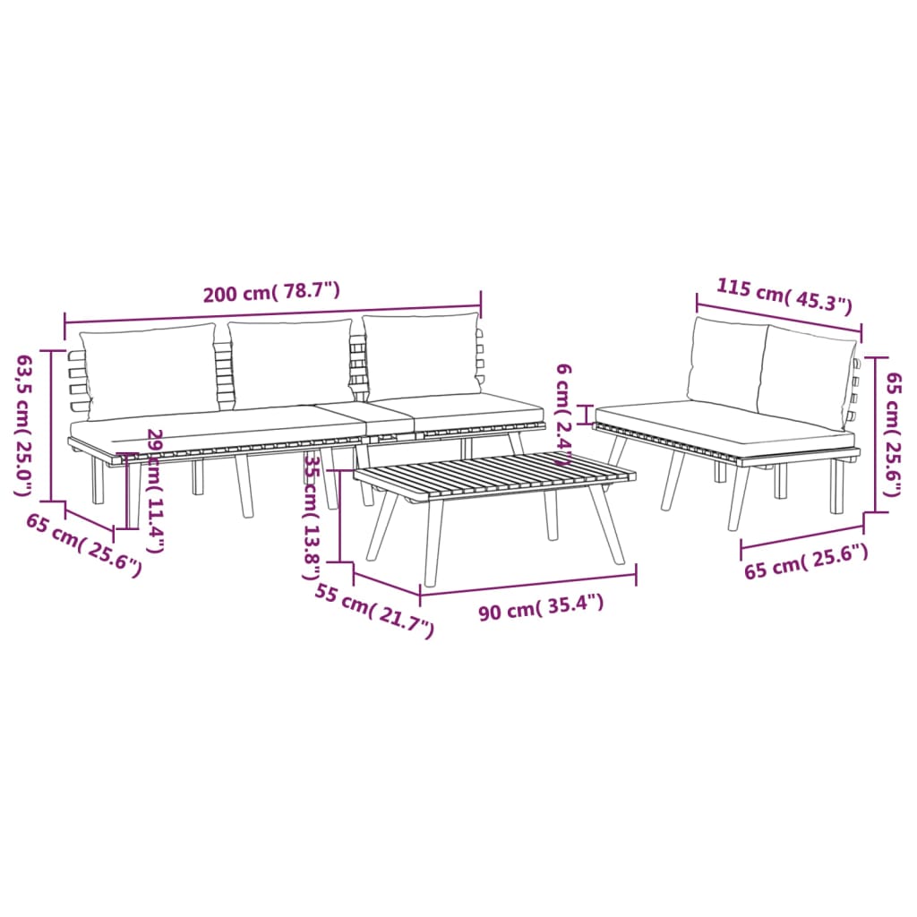 Garden Lounge Set Dark grey, White