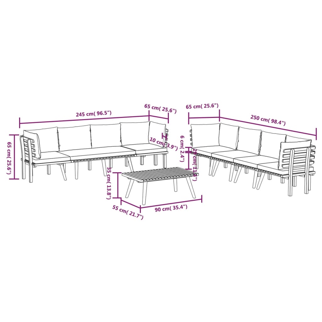 Garden Lounge Set Dark grey, white